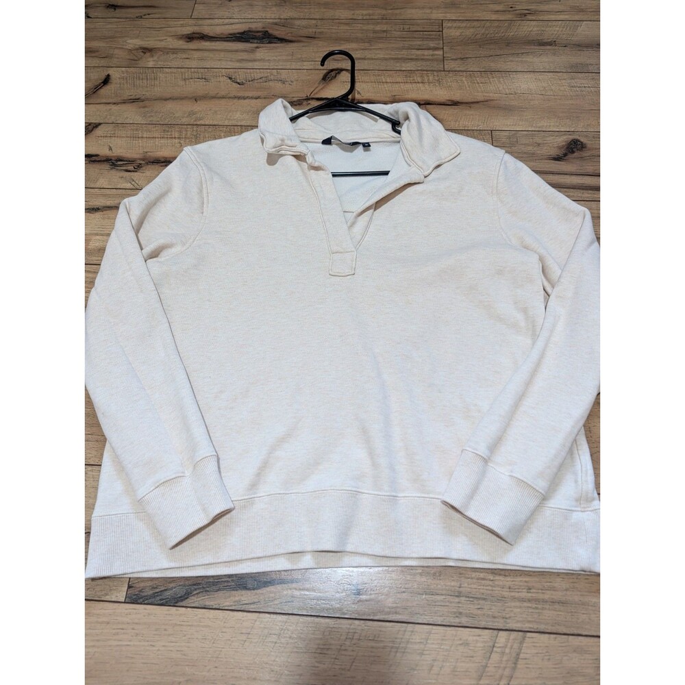 Vineyard Vines Sweatshirt Womens Medium Cream Ivory Split Neck Pullover Fleece